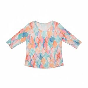 Astrologie XXL Plus Size Multicolored Abstract Print 3/4 Sleeve Top | Soft Knit